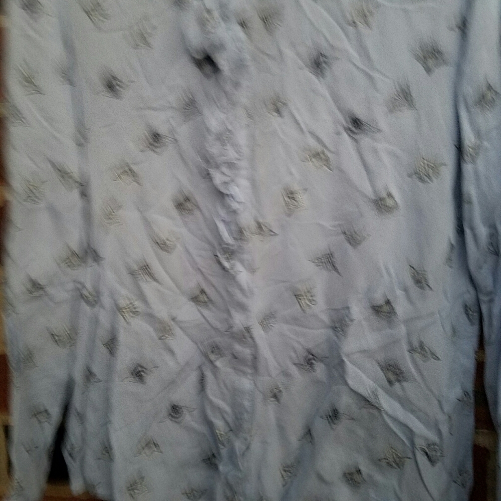 Hinge ruffle Print Long Sleeve Blouse - Picture 7 of 10
